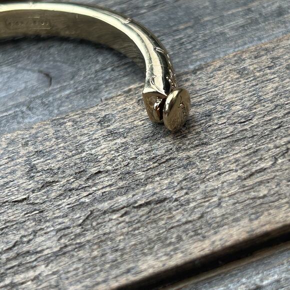 Coach Womens Gold Tone Crystal Pave Script Vine Hinge Bangle Bracelet - Picture 11 of 16